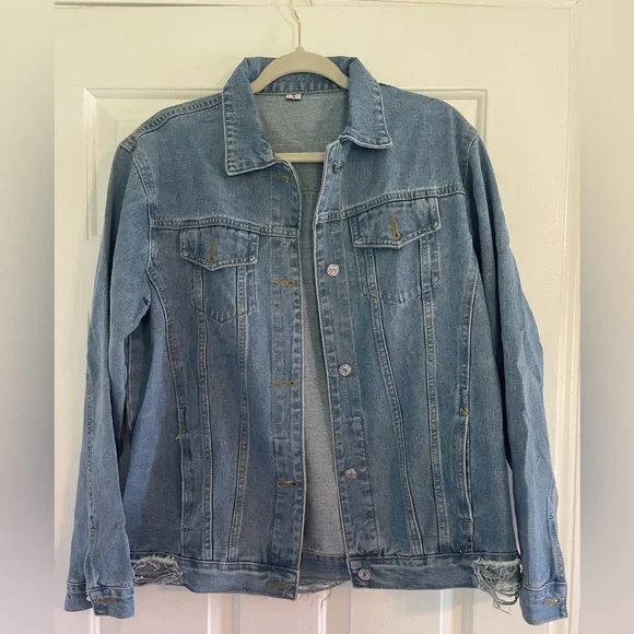 Distressed jean jacket - Picture 1 of 2